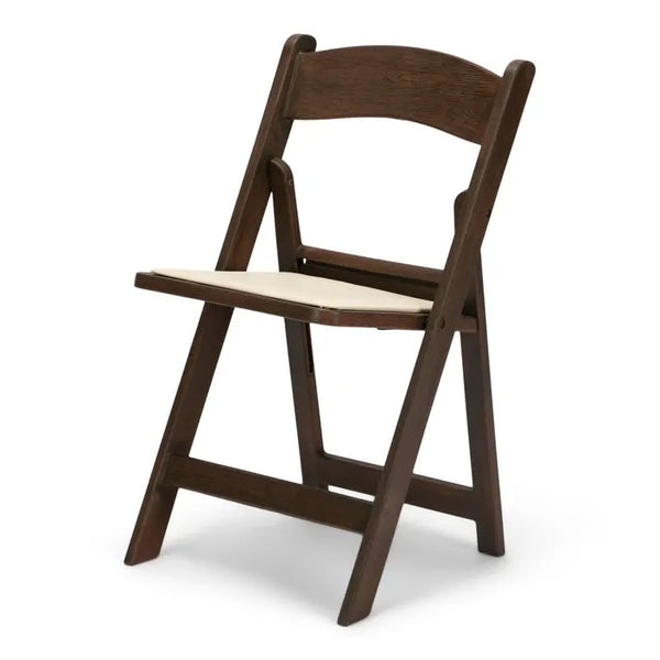 Resin Folding Chair - Walnut with Ivory Pad